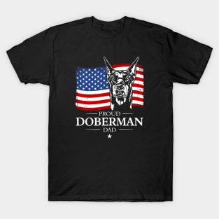 Proud Doberman Dad American Flag patriotic dog T-Shirt